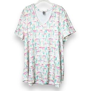 Honeyme Curvy V Neck Top 3X‎ t-shirt short sleeve flowy stretch knit loose fit